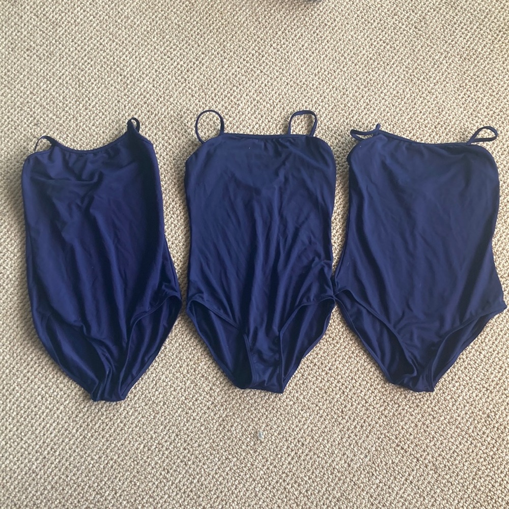 3 Navy Blue Camisole Leotards